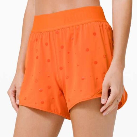 Lululemon RARE Hotty Hot Short 4" *Logo Poco Logo Foil Amber Orange Size 10 - Picture 1 of 15